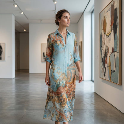 👗 50% OFF NOW! 🎁 Elegant Retro Print Maxi Dress – Boho V-neck & button-down – Flowy, breathable – perfect for beach holidays or summer elegance 🌸✨