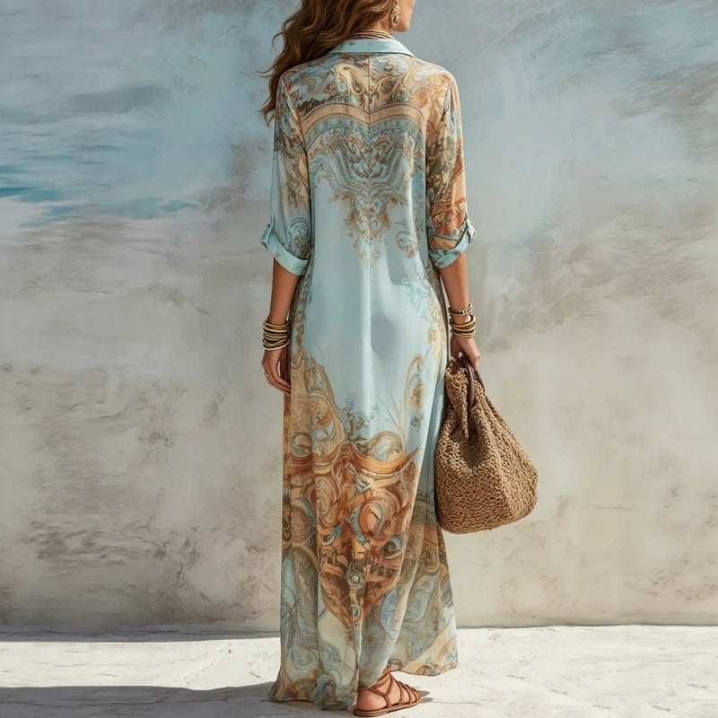👗 50% OFF NOW! 🎁 Elegant Retro Print Maxi Dress – Boho V-neck & button-down – Flowy, breathable – perfect for beach holidays or summer elegance 🌸✨