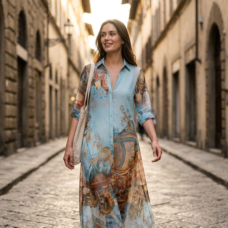 👗 50% OFF NOW! 🎁 Elegant Retro Print Maxi Dress – Boho V-neck & button-down – Flowy, breathable – perfect for beach holidays or summer elegance 🌸✨