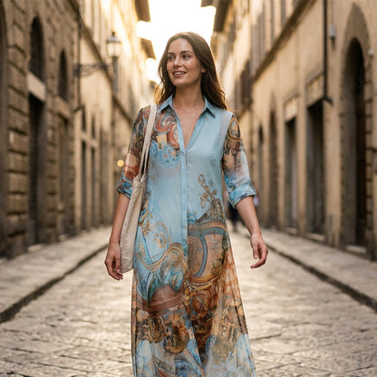 👗 50% OFF NOW! 🎁 Elegant Retro Print Maxi Dress – Boho V-neck & button-down – Flowy, breathable – perfect for beach holidays or summer elegance 🌸✨