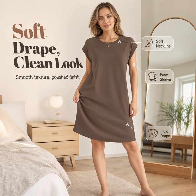 👗 50% OFF NOW! 🌸 Women's Crew Neck Solid Color Dress – Soft & lightweight – Perfect for work, beach or everyday elegance – versatile and comfy ✨🌿