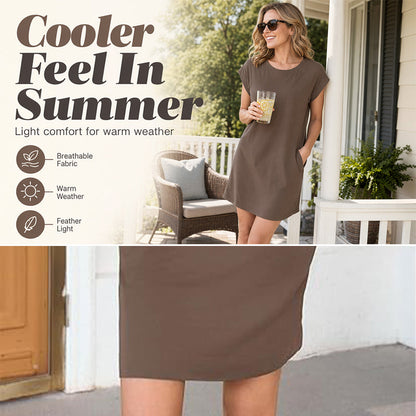 👗 50% OFF NOW! 🌸 Women's Crew Neck Solid Color Dress – Soft & lightweight – Perfect for work, beach or everyday elegance – versatile and comfy ✨🌿