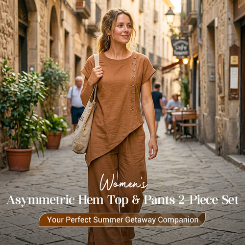 💗LAST DAY SALE 60% OFF⚡50K+ SOLD💕Women's Asymmetric Hem Top & Pants 2-Piece Set