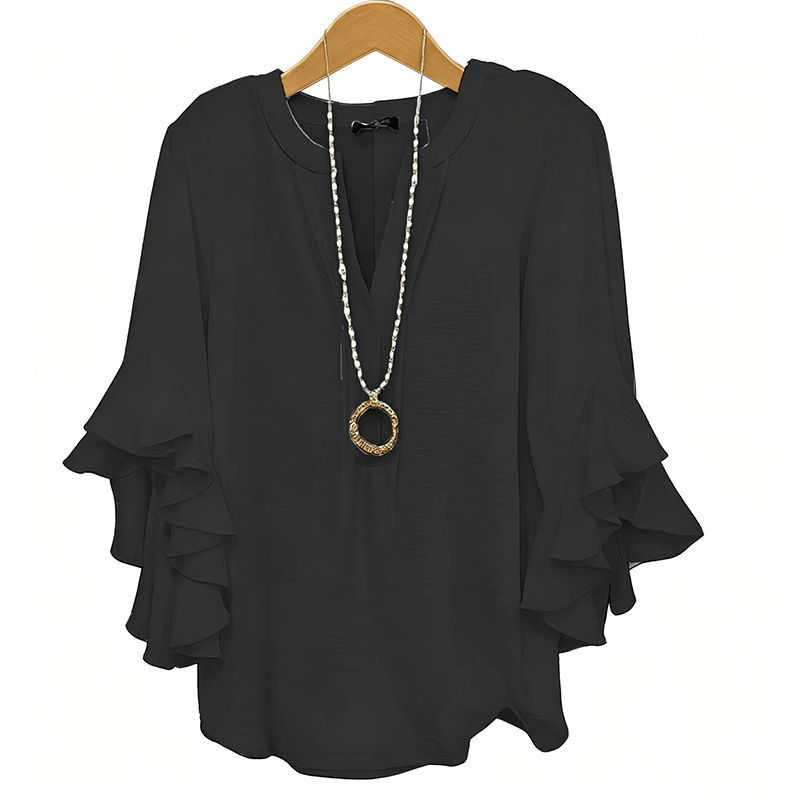 👚LAST DAY SALE: Only £13.99! 🔥🔥Women's Casual V-Neck Ruffled Top