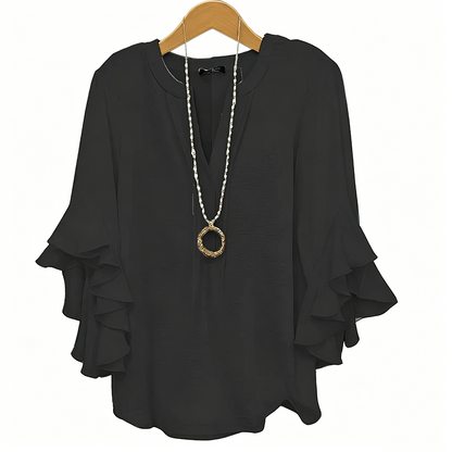👚LAST DAY SALE: Only £13.99! 🔥🔥Women's Casual V-Neck Ruffled Top