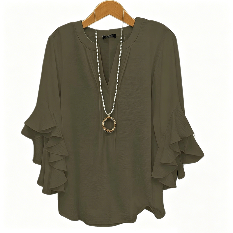 👚LAST DAY SALE: Only £13.99! 🔥🔥Women's Casual V-Neck Ruffled Top