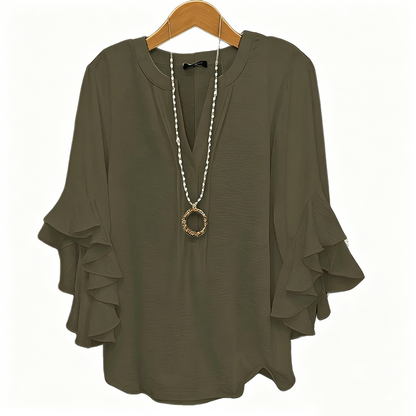 👚LAST DAY SALE: Only £13.99! 🔥🔥Women's Casual V-Neck Ruffled Top