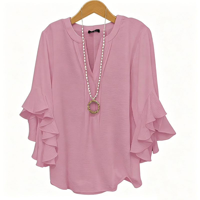 👚LAST DAY SALE: Only £13.99! 🔥🔥Women's Casual V-Neck Ruffled Top