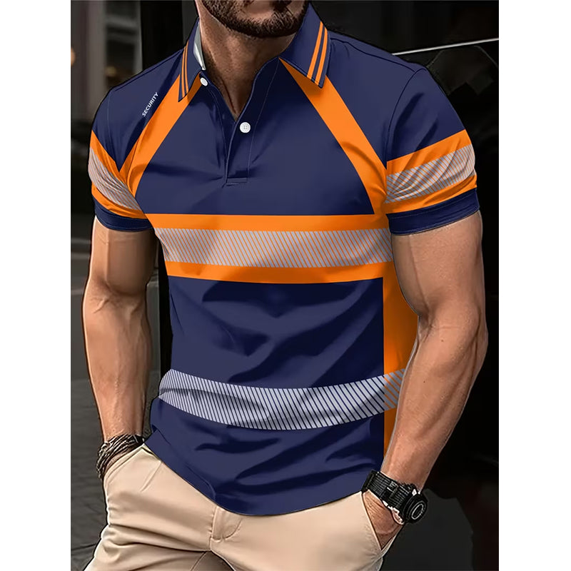 📢50% OFF! 👕Men's High Visibility Reflective Short Sleeve Shirt – Neon Blocks & Athletic Fit Cut ⏰