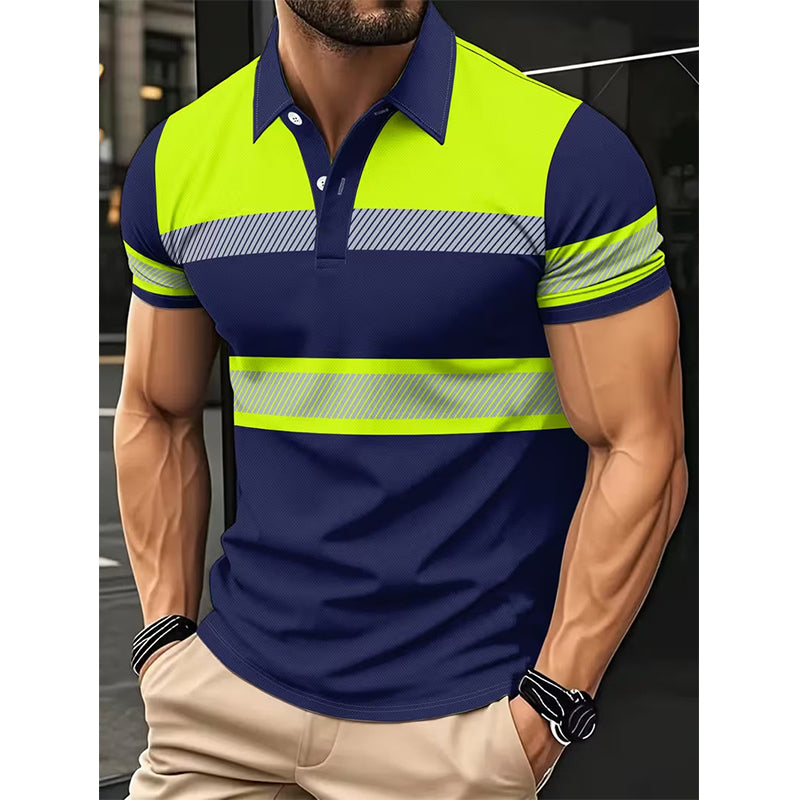 📢50% OFF! 👕Men's High Visibility Reflective Short Sleeve Shirt – Neon Blocks & Athletic Fit Cut ⏰