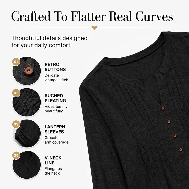 👚 55% OFF NOW! ⏰ Women's Casual V-Neck Pleated Blouse – Lightweight & flowy – Perfect for summer, work or casual chic – soft and elegant 🌸✨🌿