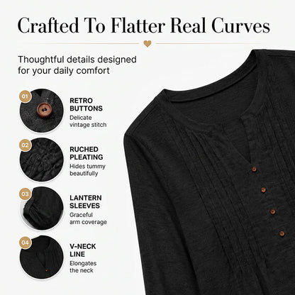 👚 55% OFF NOW! ⏰ Women's Casual V-Neck Pleated Blouse – Lightweight & flowy – Perfect for summer, work or casual chic – soft and elegant 🌸✨🌿
