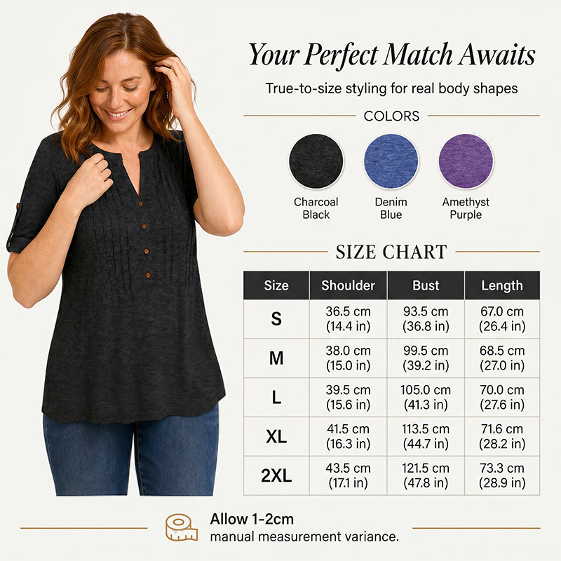 👚 55% OFF NOW! ⏰ Women's Casual V-Neck Pleated Blouse – Lightweight & flowy – Perfect for summer, work or casual chic – soft and elegant 🌸✨🌿