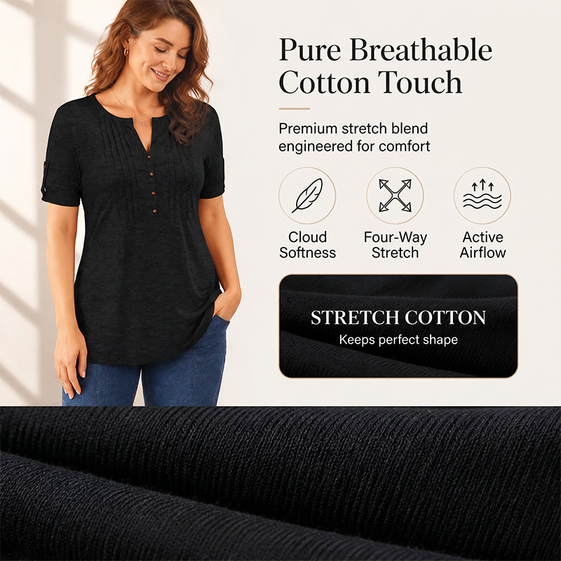 👚 55% OFF NOW! ⏰ Women's Casual V-Neck Pleated Blouse – Lightweight & flowy – Perfect for summer, work or casual chic – soft and elegant 🌸✨🌿