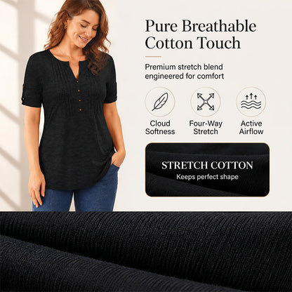 👚 55% OFF NOW! ⏰ Women's Casual V-Neck Pleated Blouse – Lightweight & flowy – Perfect for summer, work or casual chic – soft and elegant 🌸✨🌿
