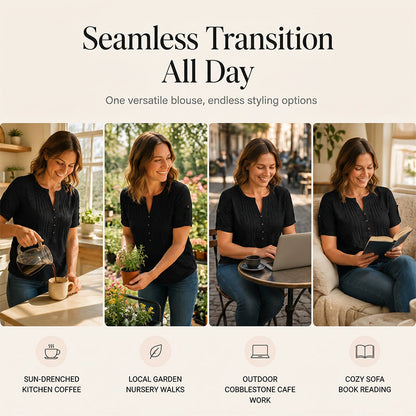 👚 55% OFF NOW! ⏰ Women's Casual V-Neck Pleated Blouse – Lightweight & flowy – Perfect for summer, work or casual chic – soft and elegant 🌸✨🌿