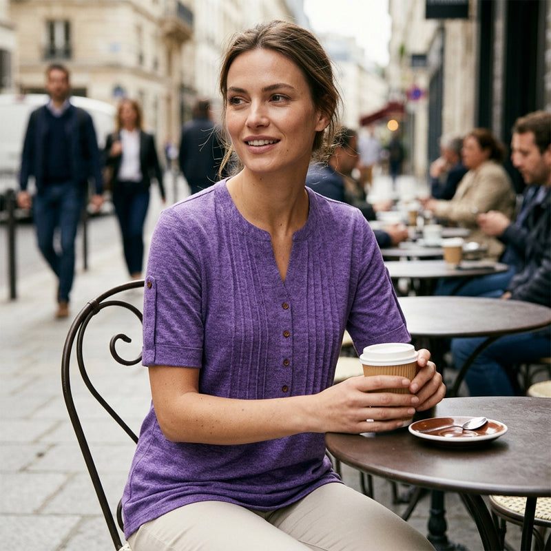 👚 55% OFF NOW! ⏰ Women's Casual V-Neck Pleated Blouse – Lightweight & flowy – Perfect for summer, work or casual chic – soft and elegant 🌸✨🌿
