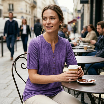 👚 55% OFF NOW! ⏰ Women's Casual V-Neck Pleated Blouse – Lightweight & flowy – Perfect for summer, work or casual chic – soft and elegant 🌸✨🌿