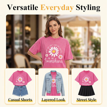 🏆 Last Day Special Price £13.99 ! 🔥Unisex Vintage Washed Daisy Print Loose Fit T-Shirt