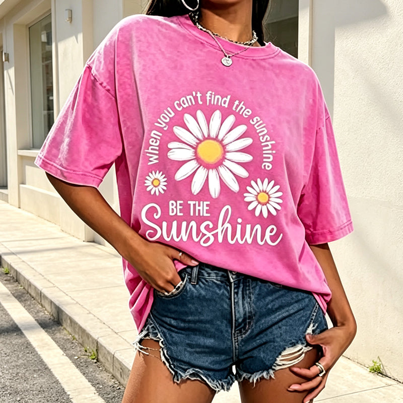 🏆 Last Day Special Price £13.99 ! 🔥Unisex Vintage Washed Daisy Print Loose Fit T-Shirt