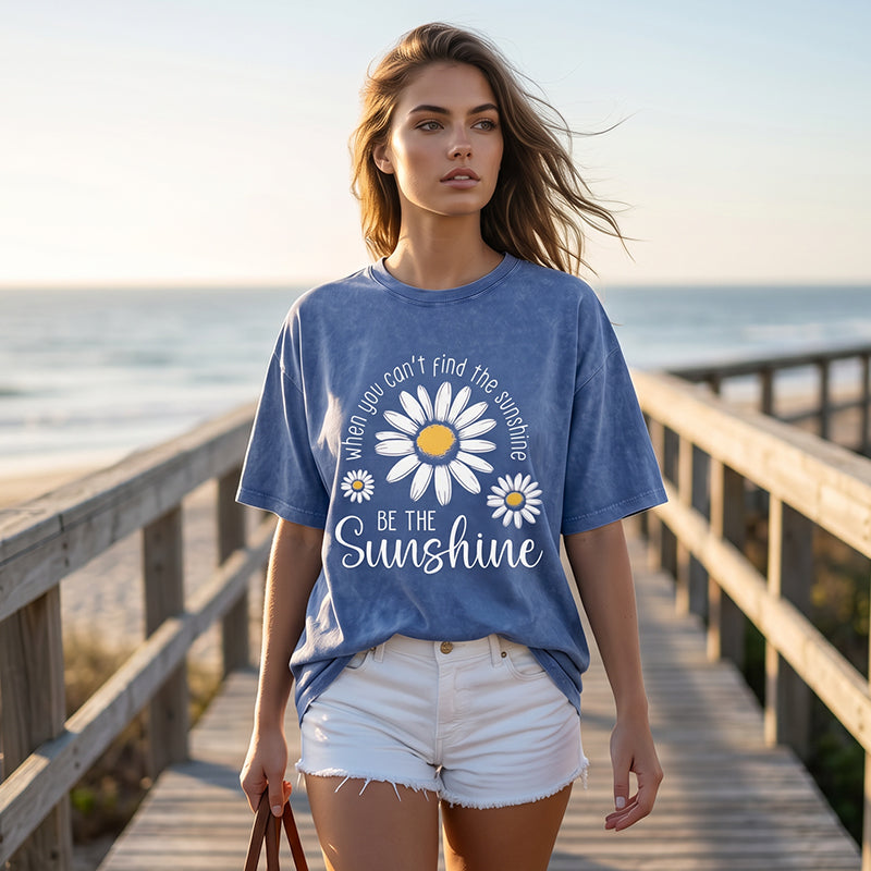 🏆 Last Day Special Price £13.99 ! 🔥Unisex Vintage Washed Daisy Print Loose Fit T-Shirt