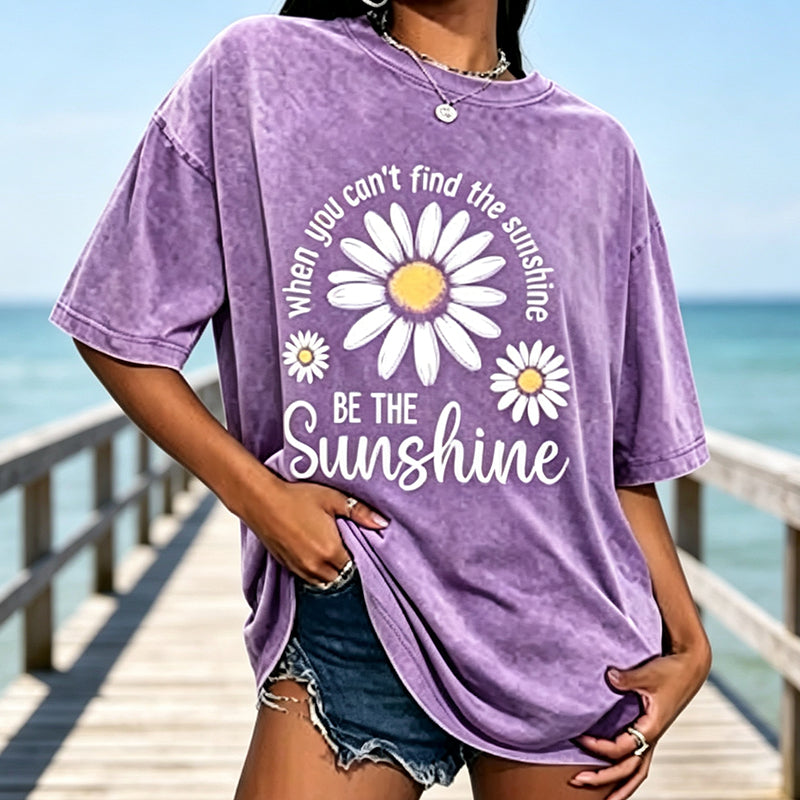 🏆 Last Day Special Price £13.99 ! 🔥Unisex Vintage Washed Daisy Print Loose Fit T-Shirt