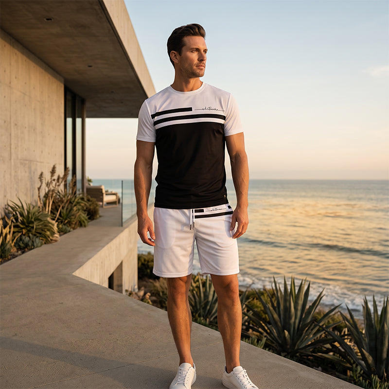 ⏳🔥LIMITED-TIME 50% OFF! ⏰Men's Casual Short Sleeve T-Shirt & Drawstring Shorts Set