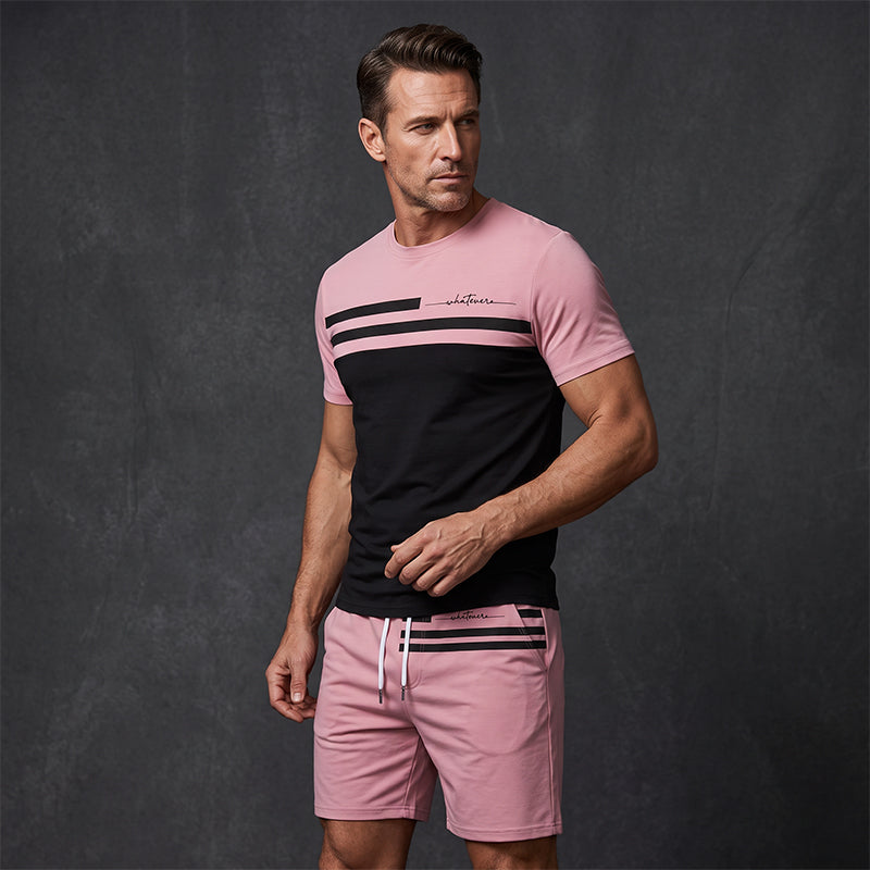 ⏳🔥LIMITED-TIME 50% OFF! ⏰Men's Casual Short Sleeve T-Shirt & Drawstring Shorts Set