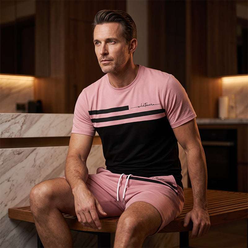⏳🔥LIMITED-TIME 50% OFF! ⏰Men's Casual Short Sleeve T-Shirt & Drawstring Shorts Set