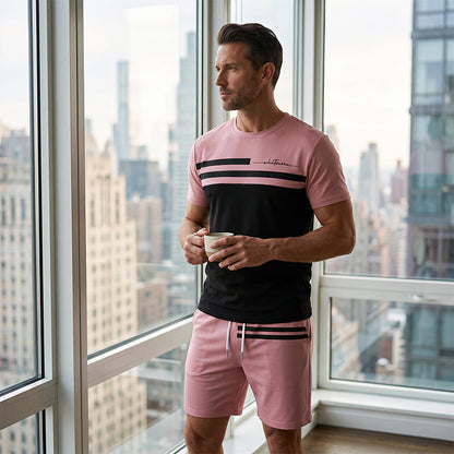 ⏳🔥LIMITED-TIME 50% OFF! ⏰Men's Casual Short Sleeve T-Shirt & Drawstring Shorts Set