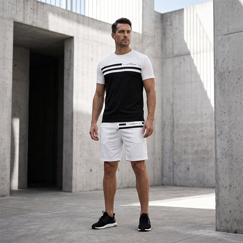 ⏳🔥LIMITED-TIME 50% OFF! ⏰Men's Casual Short Sleeve T-Shirt & Drawstring Shorts Set