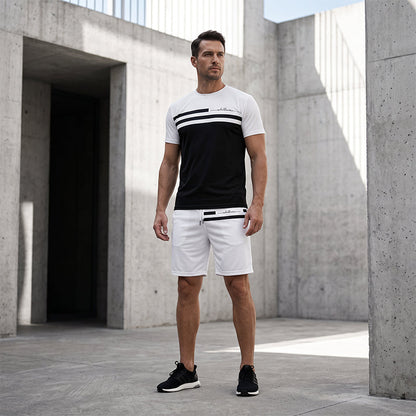 ⏳🔥LIMITED-TIME 50% OFF! ⏰Men's Casual Short Sleeve T-Shirt & Drawstring Shorts Set