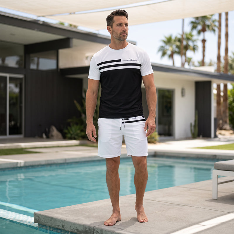 ⏳🔥LIMITED-TIME 50% OFF! ⏰Men's Casual Short Sleeve T-Shirt & Drawstring Shorts Set