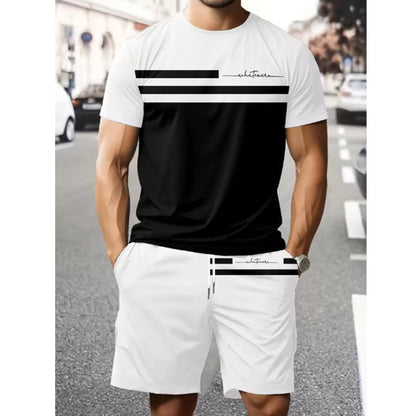 ⏳🔥LIMITED-TIME 50% OFF! ⏰Men's Casual Short Sleeve T-Shirt & Drawstring Shorts Set