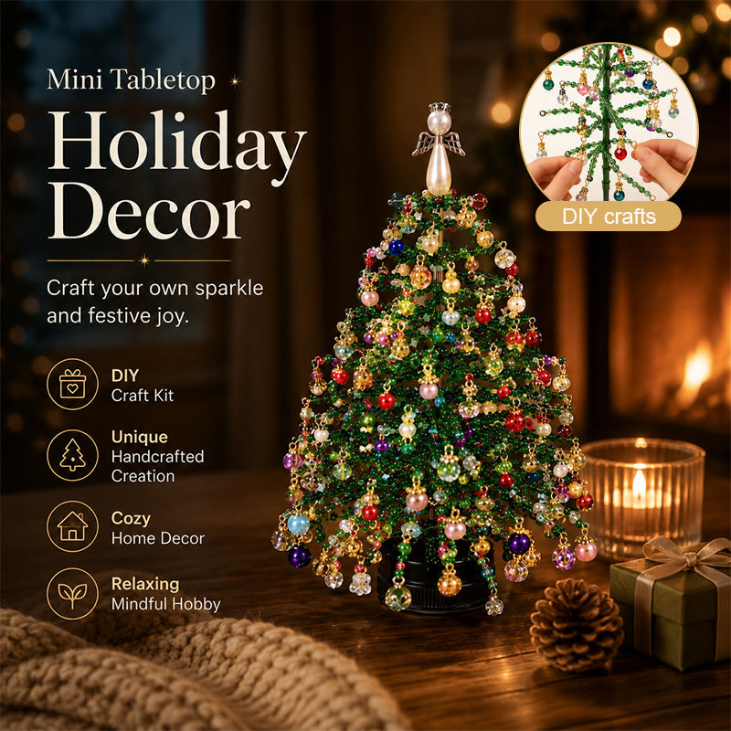 🔥Hot Sale 50% OFF🔥 Elegant Beaded Mini Christmas Tree – Collector's Holiday Decor Set, Tabletop 🎄
