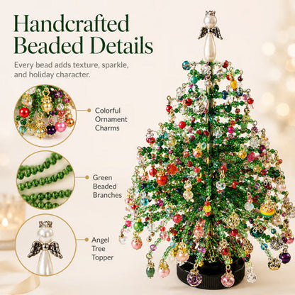 🔥Hot Sale 50% OFF🔥 Elegant Beaded Mini Christmas Tree – Collector's Holiday Decor Set, Tabletop 🎄