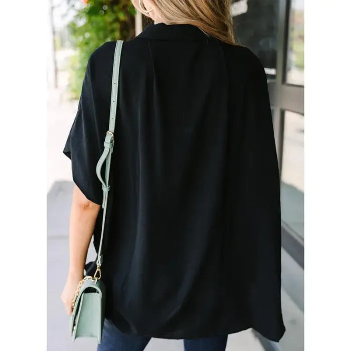 🔥2026 Summer Hot Sale 49% OFF💥Women's Tops Casual V Neck Button Down Shirts Solid Short Sleeve Blouses